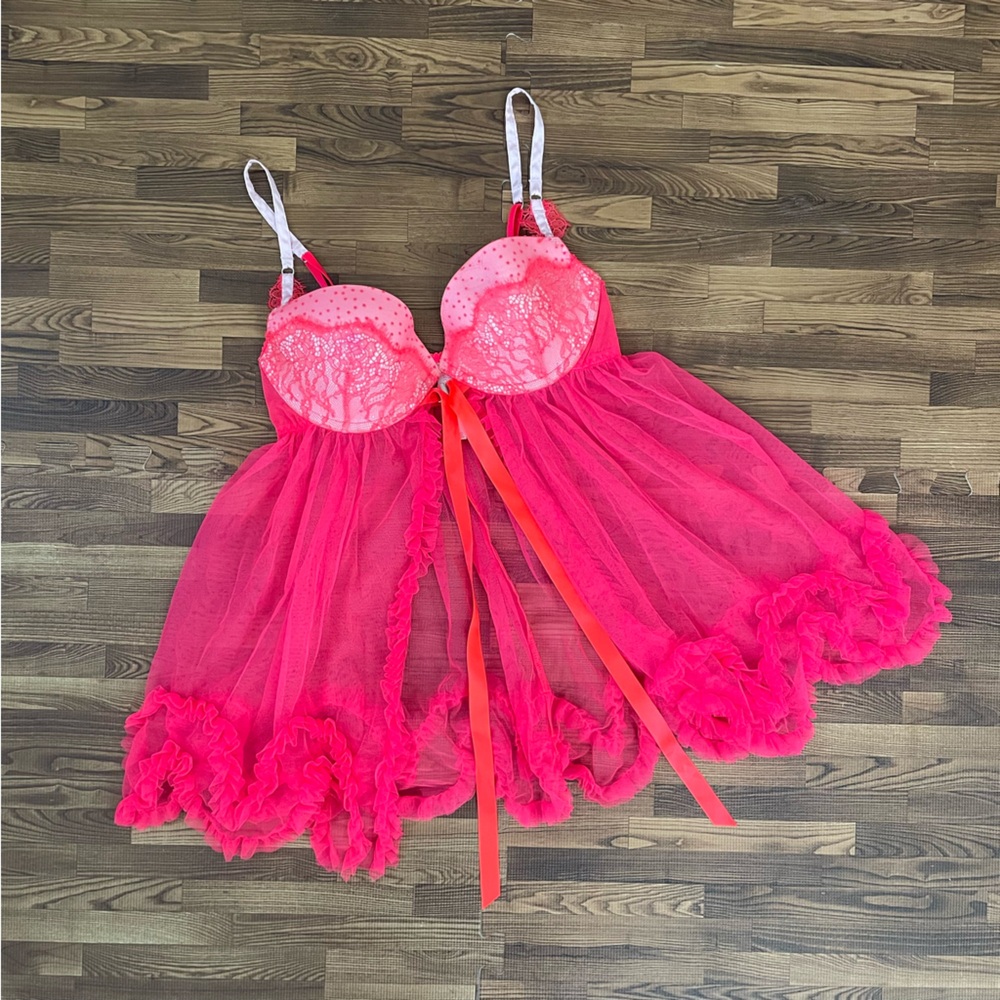 Victoria’s Secret Pink Lace Babydoll Push-up Lingerie 36B
